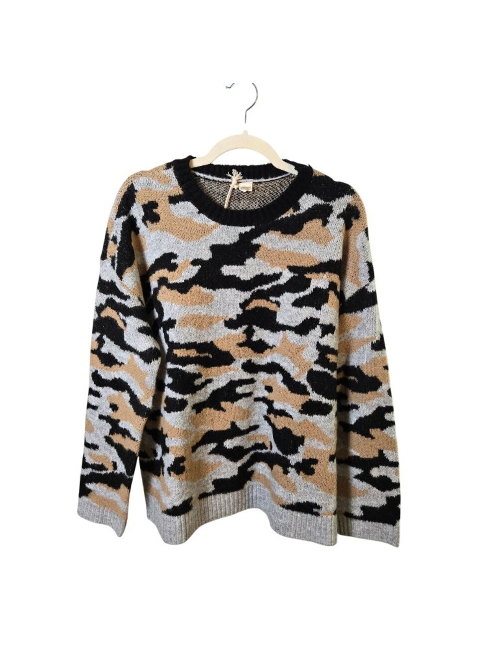 NWT Hem & Thread Camouflage Crewneck Boxy Sweater Size M/L